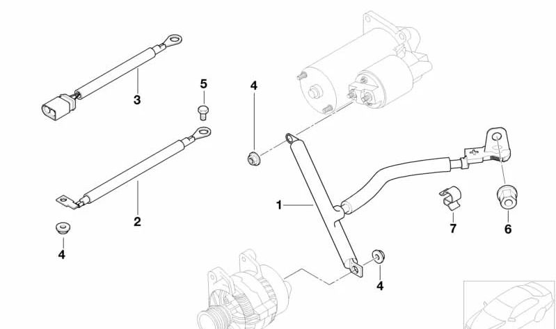 Generator-Starterkabel für BMW E60, E61, E63, E64 (OEM 12427545877). Original BMW