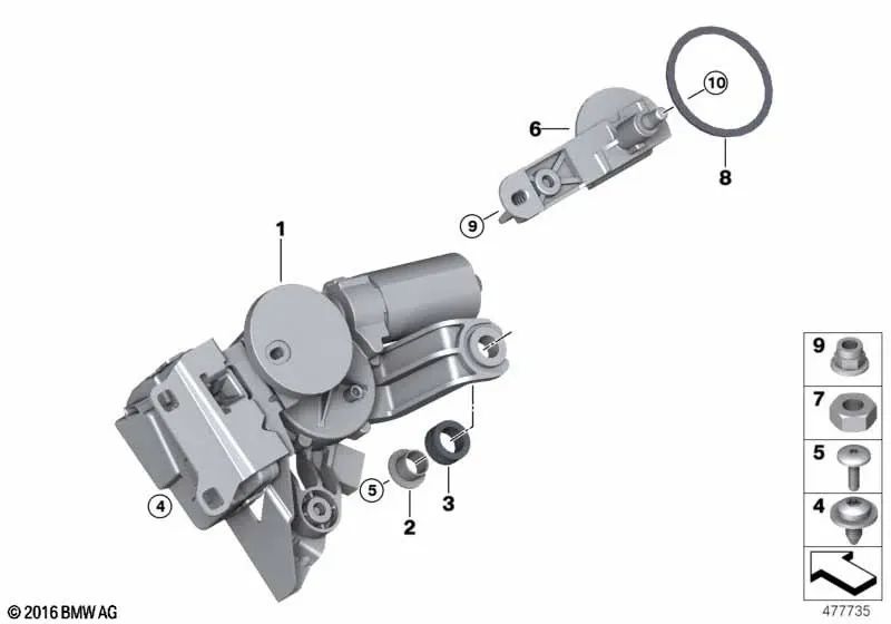 Rear wiper motor for BMW E91, E91N, E61, E61N (OEM 61627208602). Genuine BMW.