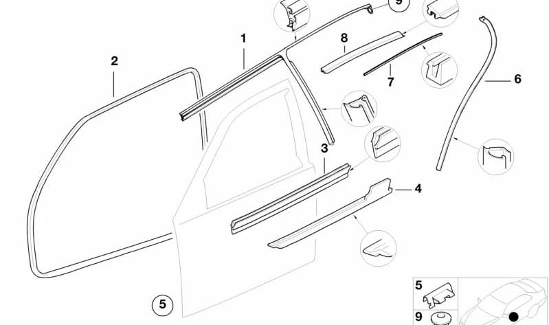 Cubierta de compartimiento interior derecha para BMW Serie 3 E36 (OEM 51218146240). Original BMW