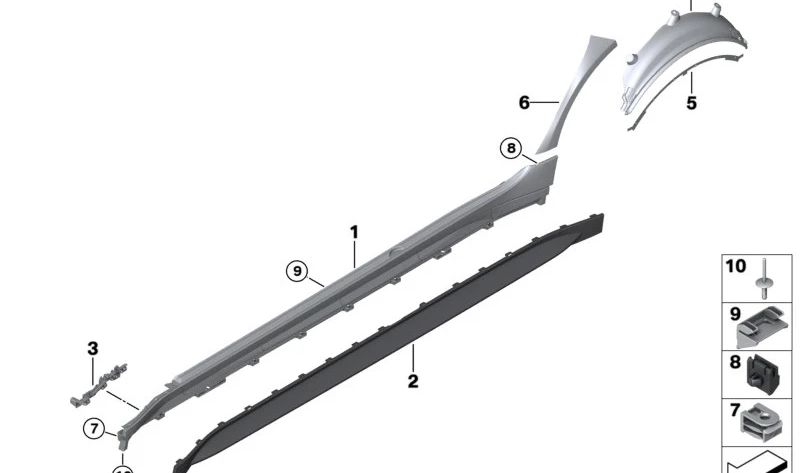 Passage de roue arrière Orem 51128084071 pour BMW G80, G81. BMW d'origine