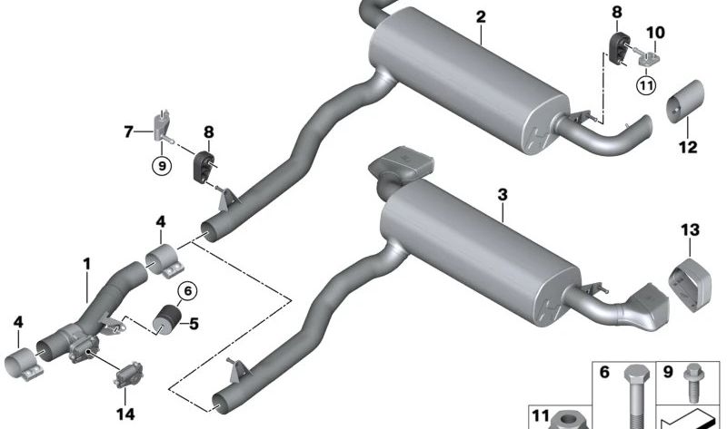 Silenciador para BMW G30, G30N (OEM 18308479925). Original BMW