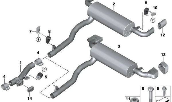 Silenciador para BMW G30, G30N (OEM 18308479925). Original BMW