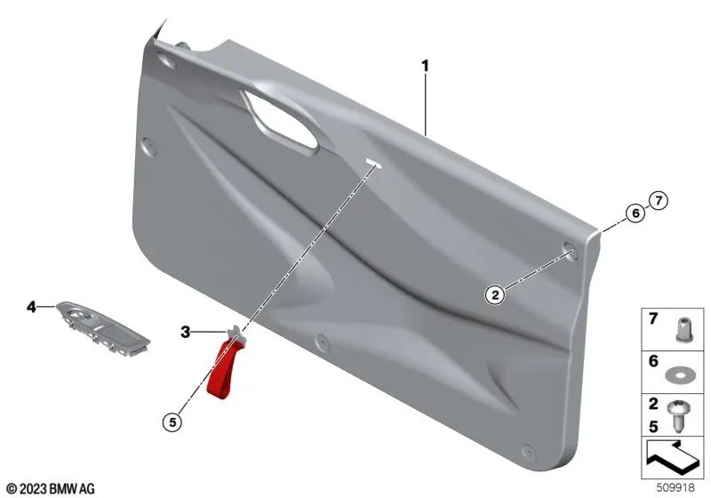 Cubierta del Interruptor del Elevalunas Lado del Conductor para BMW F21N, F22, F87N, F32N, F82N (OEM 51417443980). Original BMW.