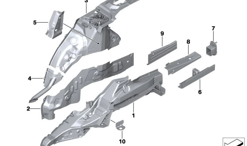 Left bumper bracket for BMW 3 Series G21, G81, 5 Series F90, G30, 6 Series G32 (OEM 41009631871). Original BMW.