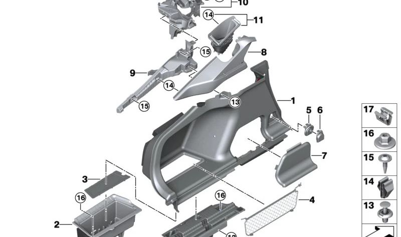 Revestimiento Antepecho Maletero Izquierdo para BMW G26 (OEM 51478099733). Original BMW