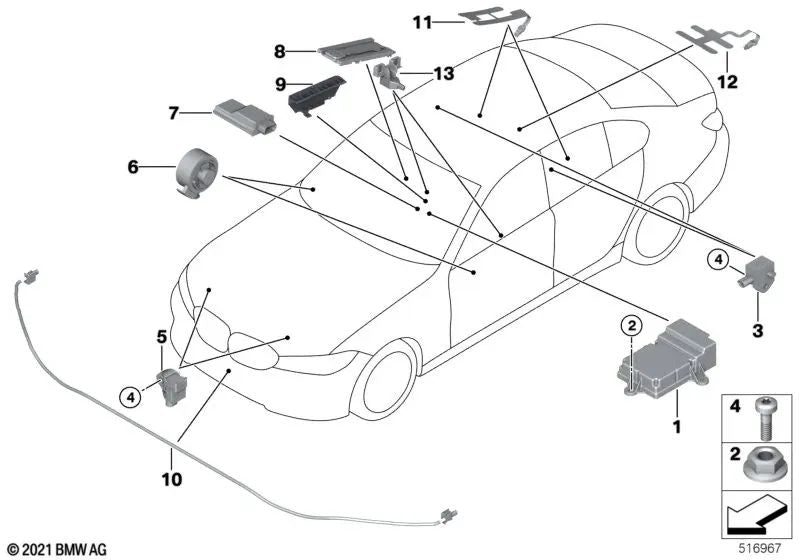 Alfombra Sensor de Asiento Trasera Externa para BMW Serie 3 G20, G21 (OEM 65779476628). Original BMW