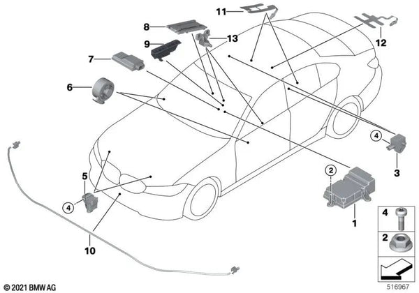 Alfombra Sensor de Asiento Trasera Externa para BMW Serie 3 G20, G21 (OEM 65779476628). Original BMW