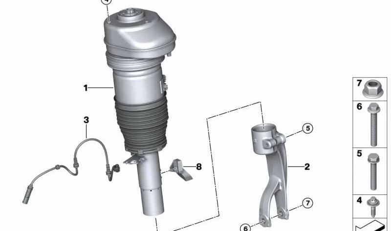 Amortiguador de aire izquierdo para BMW G07N (OEM 37105A38AC1). Original BMW