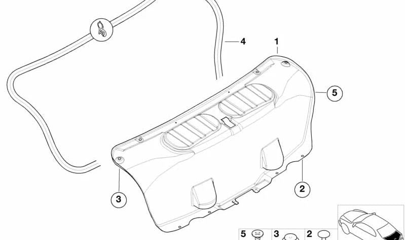 Junta de puerta trasera para BMW E46 (OEM 51717126973). Original BMW