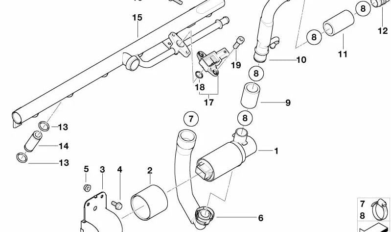 Tubería de aire adicional para BMW Serie 3 E46 (OEM 13417833597). Original BMW