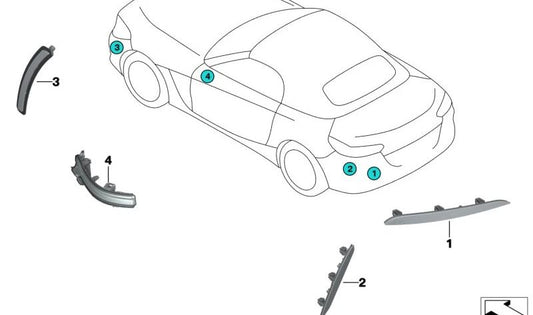 Right side marker light for BMW Z4 G29 (OEM 63147456342). Original BMW