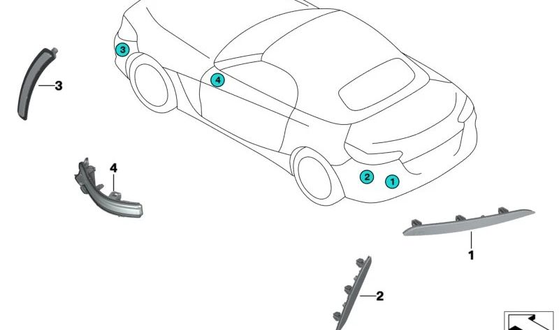 Riflettore posteriore sinistro OEM 63148089571 per BMW G29. BMW originale.