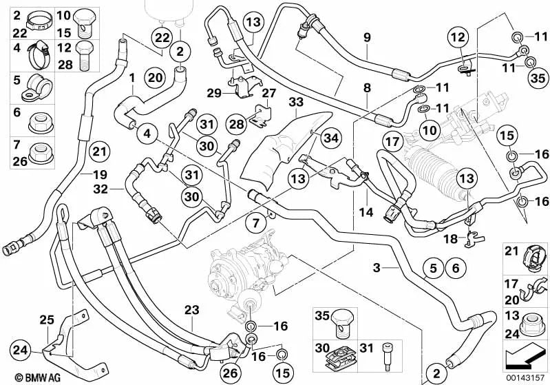 Tubería de retorno para BMW E60, E61, E63, E64 (OEM 32416773989). Original BMW