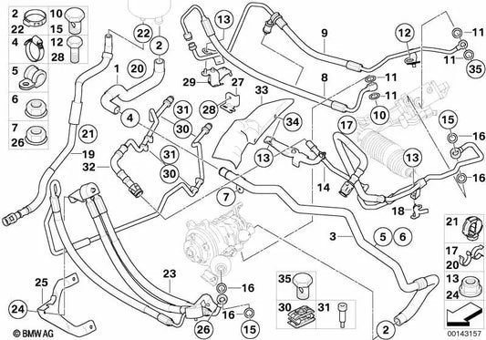 Tubo de expansión Dynamic Drive para BMW E60, E61, E63, E64 (OEM 32416783577). Original BMW