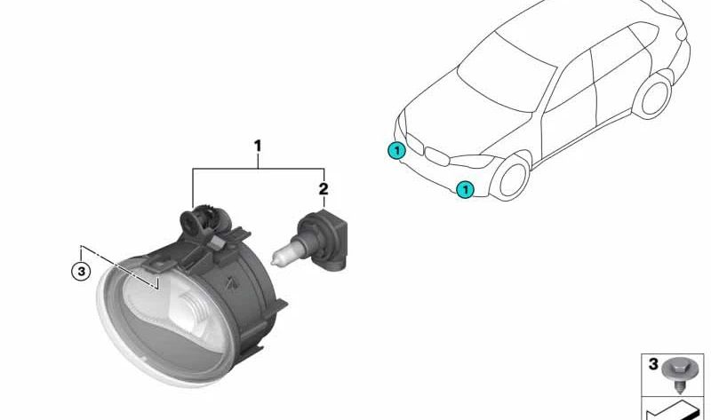 Faros antiniebla izquierdo OEM 63177238789 para BMW F25, F15, F85, F16, F86. Original BMW.