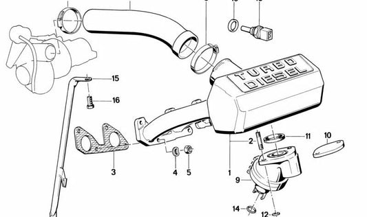 Manguera de conexión para BMW E30, E34 (OEM 11612241394). Original BMW