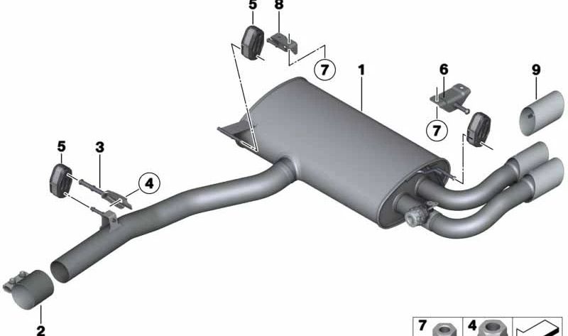 Silenciador trasero con válvula de escape OEM 18307646096 para BMW F25 (X3). Original BMW.