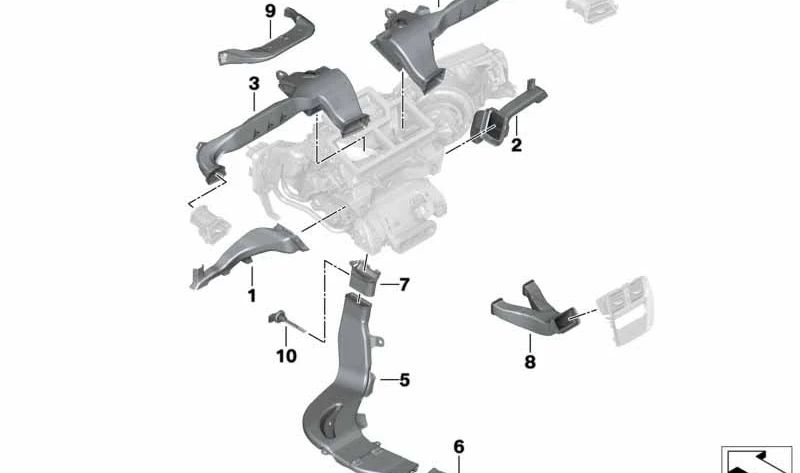 OEM Front de chauffage avant du conduit 64227443138 pour BMW G42, G87, G20, G21, G28, G80, G81, G22, G23, G26, G82, G83. BMW d'origine.