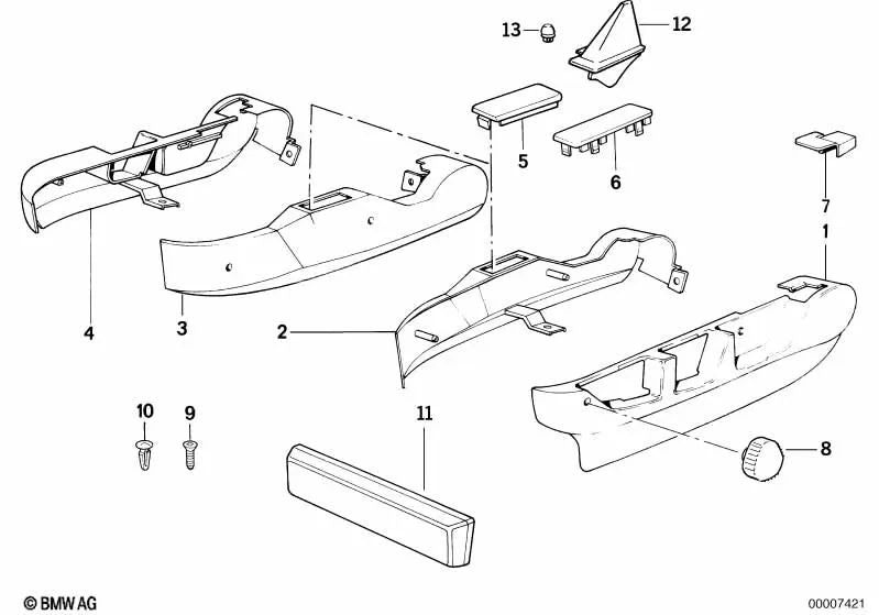 Tapa de cobertura para BMW Serie 5 E34, Serie 7 E32 (OEM 52101957595). Original BMW