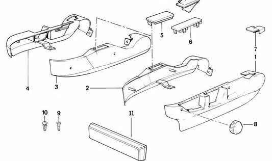 Embellecedor interior derecho para BMW Serie 5 E34, Serie 7 E32 (OEM 52108154492). Original BMW