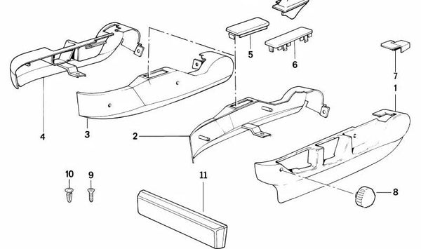 Cubierta exterior izquierda para BMW Serie 5 E34, Serie 7 E32 (OEM 52108140309). Original BMW