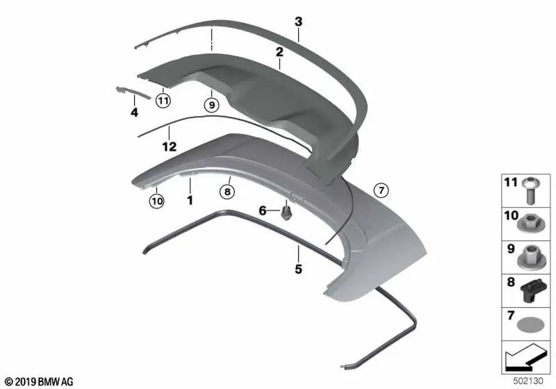 Cubierta de tapa de capota para BMW Serie 8 G14 (OEM 51177440483). Original BMW