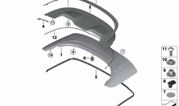 Embellecedor tapa de capota OEM 51178077472 para BMW F91 (Serie 8 Cabrio). Original BMW.