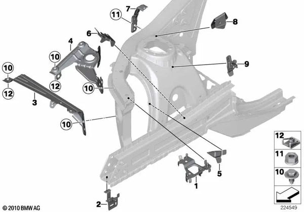 Soporte Amortiguador de Gas Derecho para BMW F25, F26 (OEM 41117267096). Original BMW