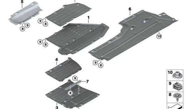 Protección inferior izquierda (bajo carrocería) OEM 51757340177 para BMW Serie 7 (G12). Original BMW