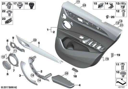 Left side trim for BMW X2 F39 (OEM 51427482435). Original BMW