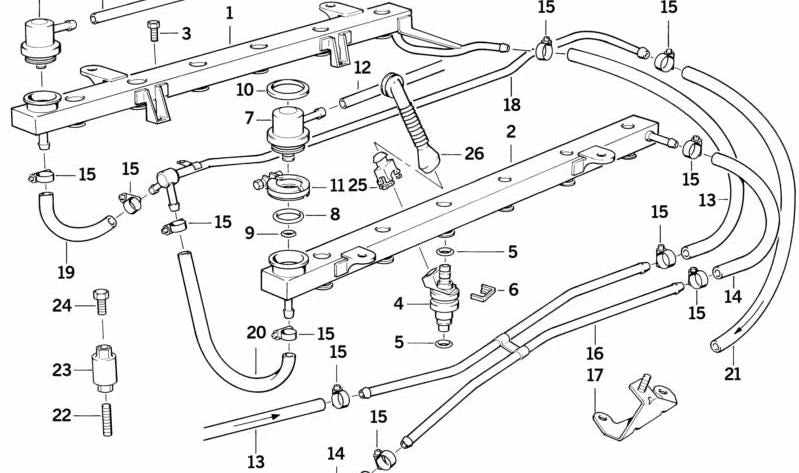 Tubo de inyección para BMW E32, E31 (OEM 13531718399). Original BMW.