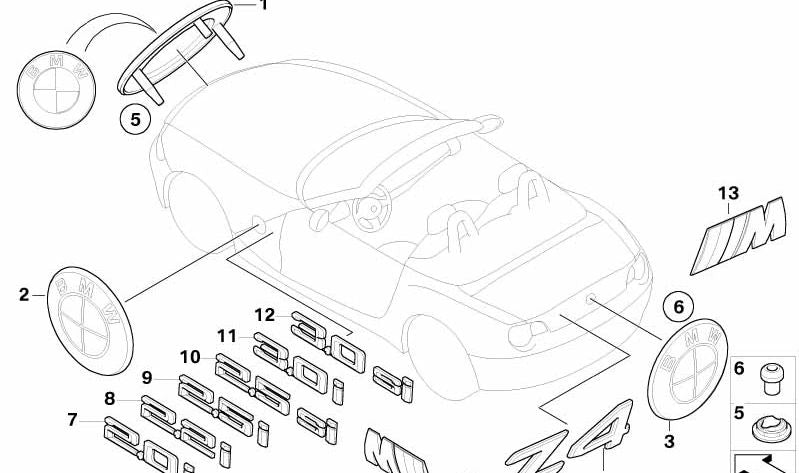 Emblema inscripción trasera OEM 51147114723 para BMW Z4 (E85). Original BMW.