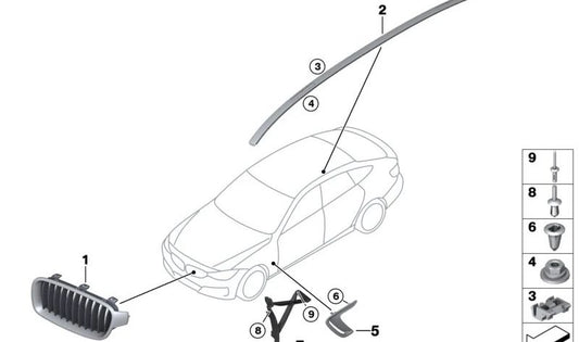 Stampa di stampa a sinistra per la serie BMW 4 F36 (OEM 51137372799). BMW originale