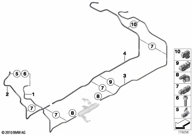 Tubería de avance trasera para BMW Serie 7 F02, F02N (OEM 16127201509). Original BMW