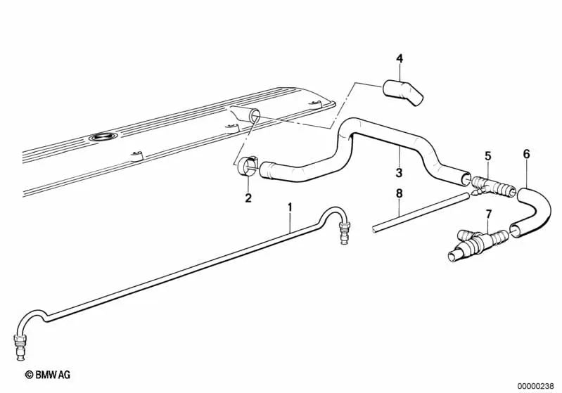 Tubo de ventilación para BMW Serie 5 E28 (OEM 11151277718). Original BMW.