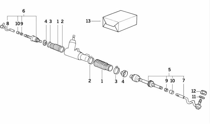 Barra de dirección derecha para BMW Serie 5 E34 (OEM 32111141594). Original BMW