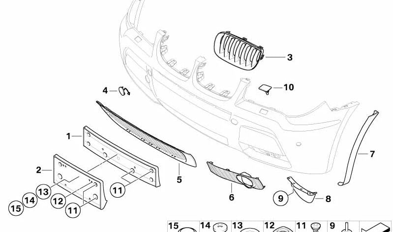 Lateral delantero derecho OEM 51643414884 para BMW X3 (E83). Original BMW.