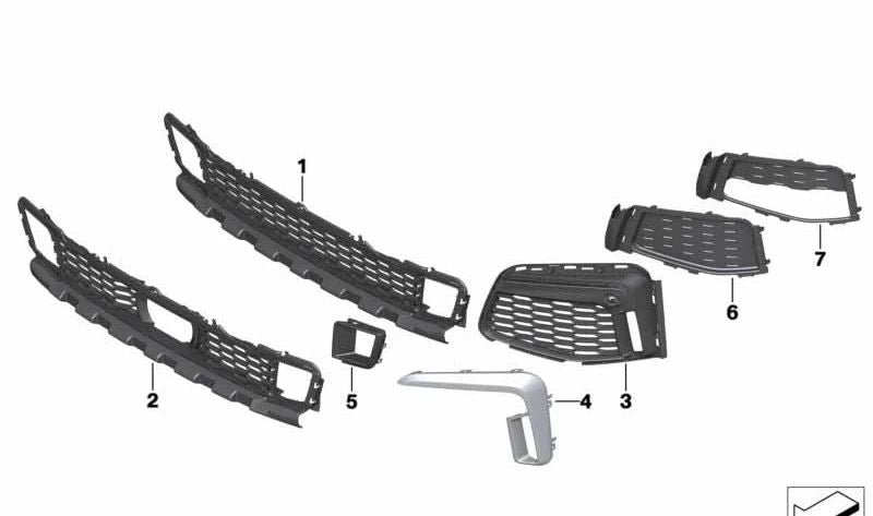 Tapa de entrada de aire cerrada izquierda OEM 51118076415 para BMW G11, G12. Original BMW.