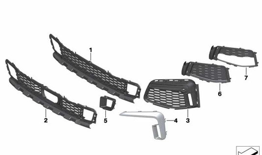 Tapa de entrada de aire parcialmente abierta izquierda para BMW G11N, G12N (OEM 51118077375). Original BMW.