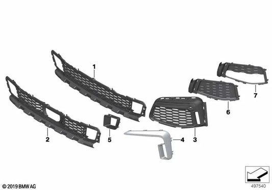 Rejilla de entrada de aire abierta derecha para BMW Serie 7 G11N, G12N (OEM 51118074002). Original BMW.