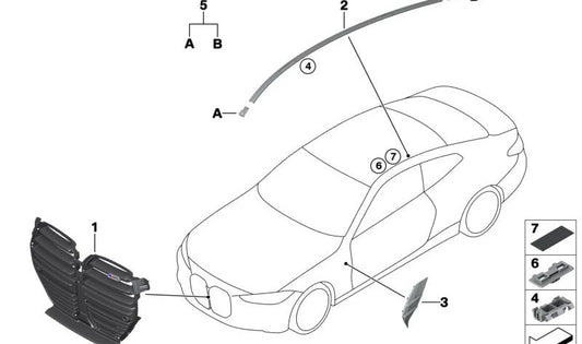 OEM -Frontgitter 51138085968 für die BMW 4 G82 -Serie (M4). Original BMW.