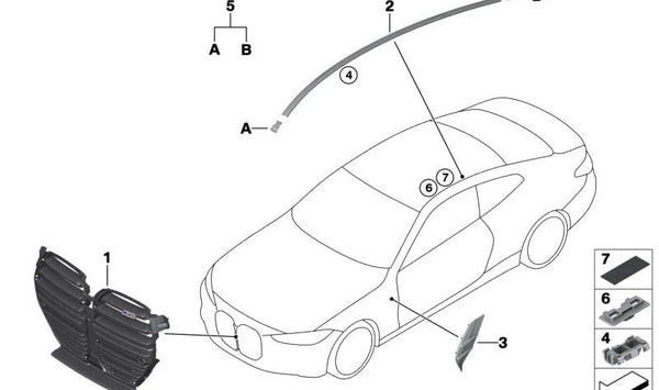 Juego de tapas finales imprimadas para BMW G22, G82 (OEM 51137930959). Original BMW