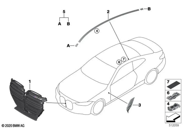 Air Breather derecho para BMW G82 (OEM 51138076998). Original BMW