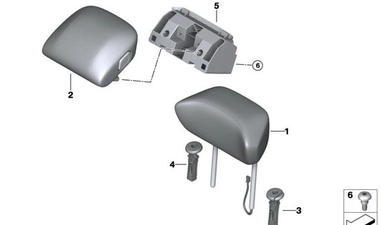 Reposacabezas de cuero básico OEM 52205A33E00 para BMW (Modelos compatibles: Serie 1 F20, Serie 3 F30, Serie 3 G20, Serie 3 E46). Original BMW