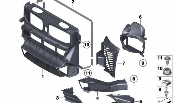 Conducto de aire adicional derecho para BMW E70N (OEM 51748048026). Original BMW