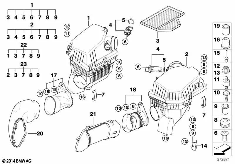 Canale di ammissione per BMW 5 E60 Series, E61, 6 E63N Series, E64 (OEM 13717521017). BMW originale.