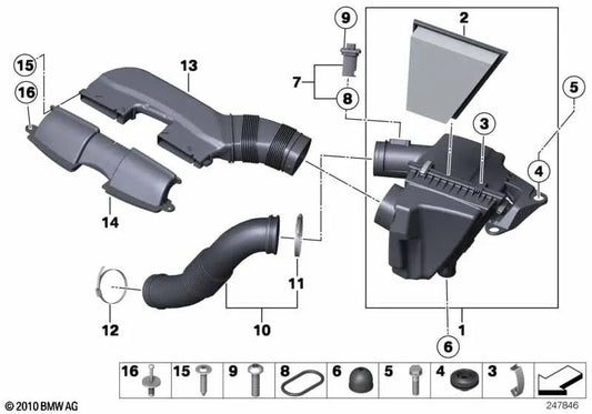 Conducto de aire con resonador para BMW E84 (OEM 13717632501). Original BMW.