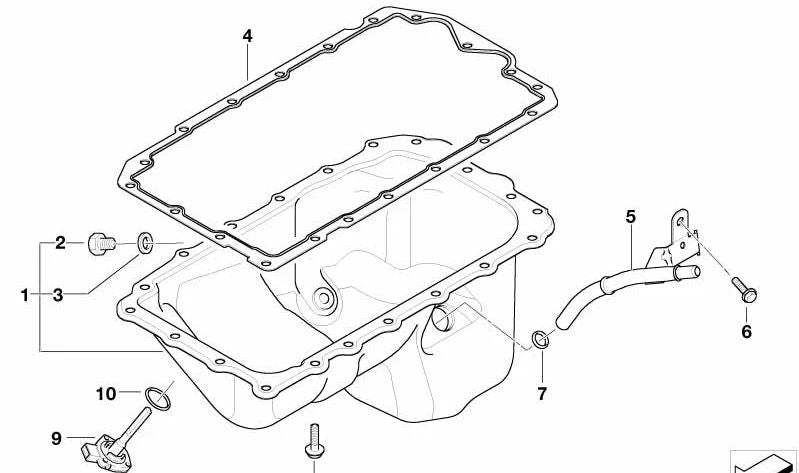 Tubo de retorno de aceite OEM 11437544146 para BMW E85 Z4. Original BMW.