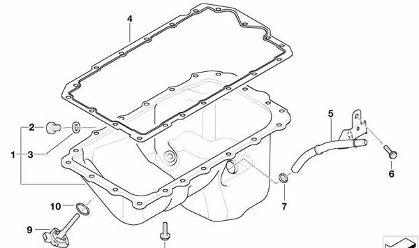 Tubo de retorno de aceite OEM 11437544146 para BMW E85 Z4. Original BMW.