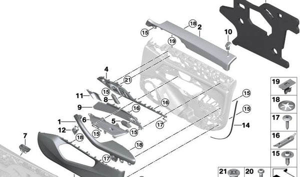 Bolsa de puerta delantera derecha para BMW Serie 4 G26 (OEM 51415A46BF4). Original BMW